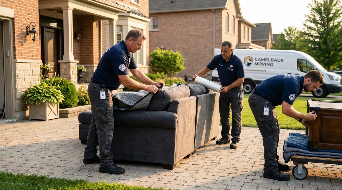 Large estate moving crew wrapping furniture in Machesney Park, IL